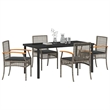 Afuera Living Contemporary 5 Piece Rattan Garden Dining Set in Gray