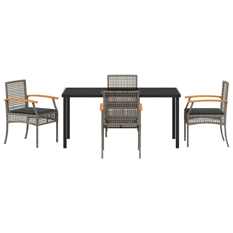 Afuera Living Contemporary 5 Piece Rattan Garden Dining Set in Gray