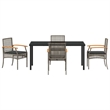 Afuera Living Contemporary 5 Piece Rattan Garden Dining Set in Gray