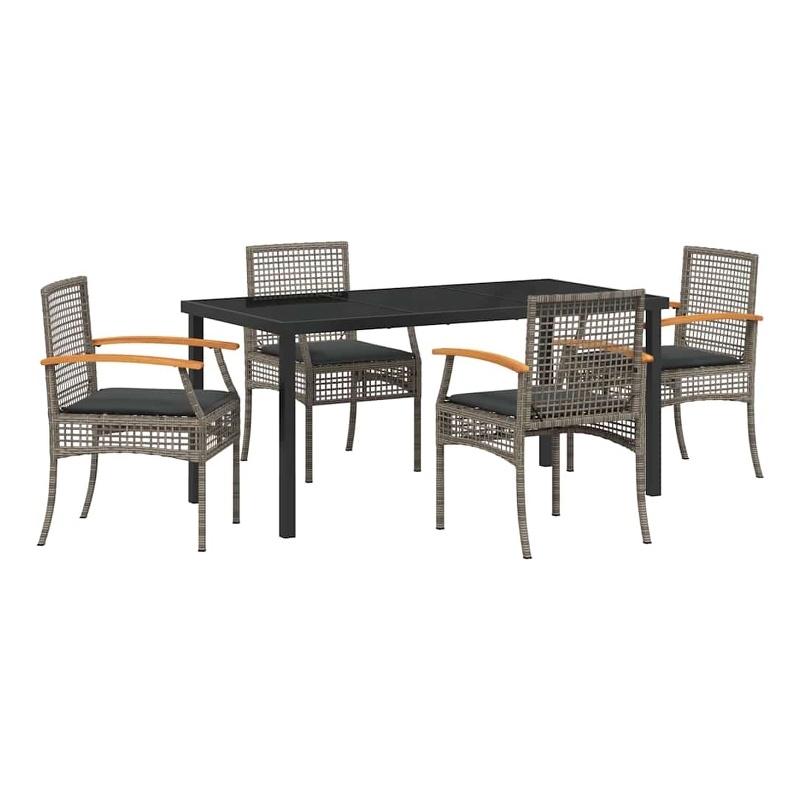 Afuera Living Contemporary 5 Piece Rattan Garden Dining Set in Gray