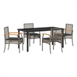 Afuera Living Contemporary 5 Piece Rattan Garden Dining Set in Gray