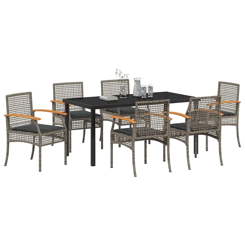 Afuera Living Contemporary 7 Piece Rattan Garden Dining Set in Gray