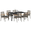 Afuera Living Contemporary 7 Piece Rattan Garden Dining Set in Gray