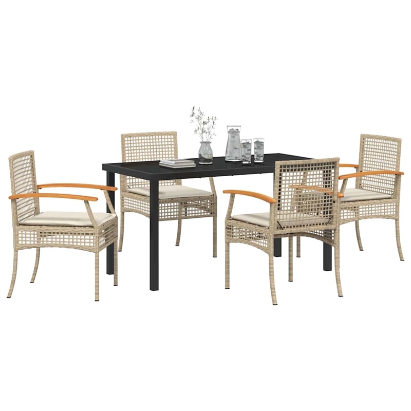 Afuera Living Contemporary 5 Piece Rattan Garden Dining Set in Beige