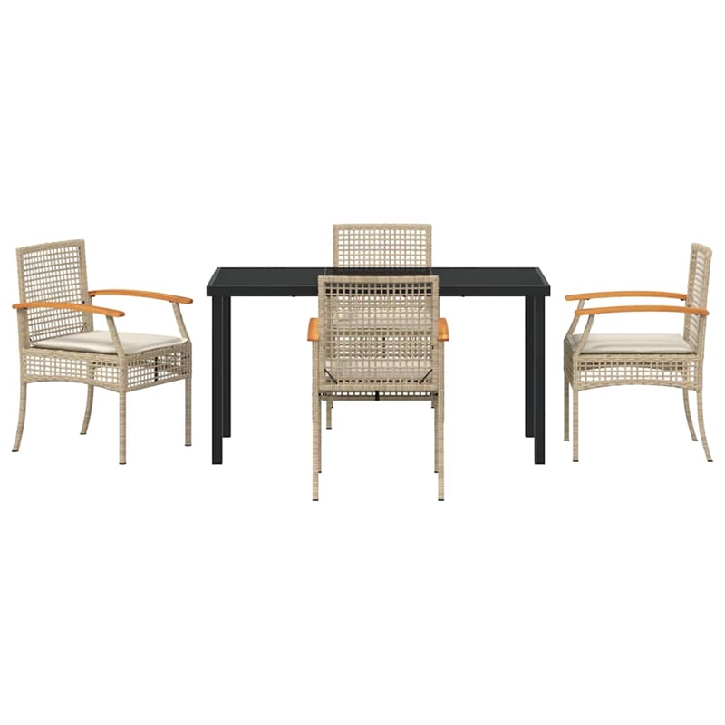 Afuera Living Contemporary 5 Piece Rattan Garden Dining Set in Beige
