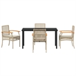 Afuera Living Contemporary 5 Piece Rattan Garden Dining Set in Beige