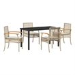 Afuera Living Contemporary 5 Piece Rattan Garden Dining Set in Beige