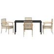 Afuera Living Contemporary 5 Piece Rattan Garden Dining Set in Beige