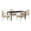 Afuera Living Contemporary 5 Piece Rattan Garden Dining Set in Beige