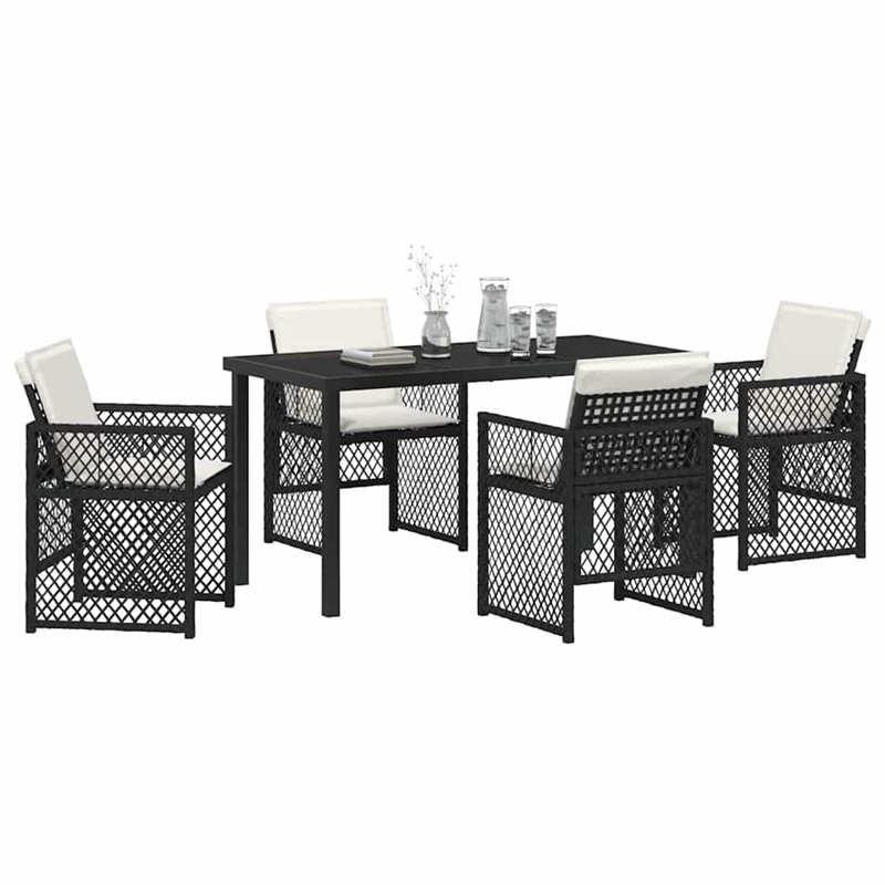 Afuera Living 5 Piece Poly Rattan Garden Dining Set in Black