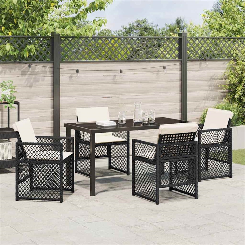 Afuera Living 5 Piece Poly Rattan Garden Dining Set in Black