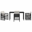 Afuera Living 5 Piece Poly Rattan Garden Dining Set in Black