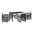 Afuera Living 5 Piece Poly Rattan Garden Dining Set in Black
