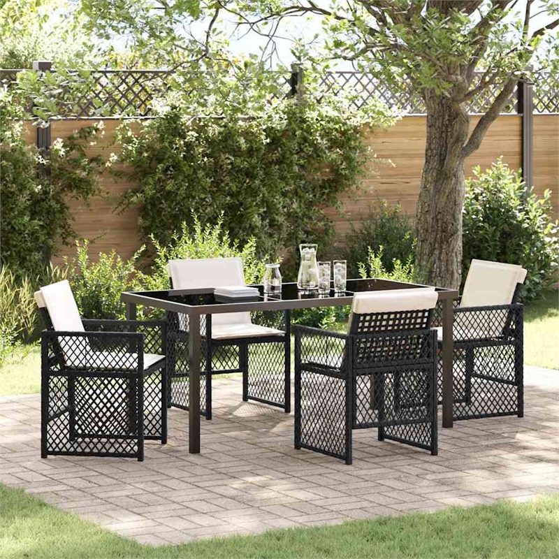 Afuera Living 5 Piece Poly Rattan Garden Dining Set in Black