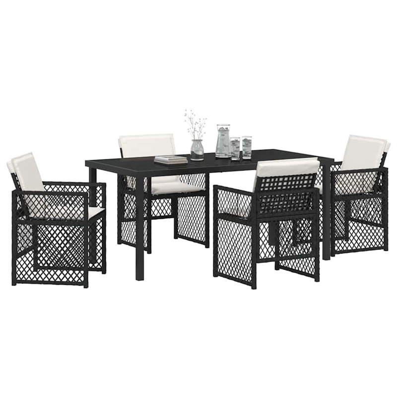 Afuera Living 5 Piece Poly Rattan Garden Dining Set in Black
