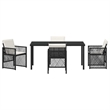 Afuera Living 5 Piece Poly Rattan Garden Dining Set in Black