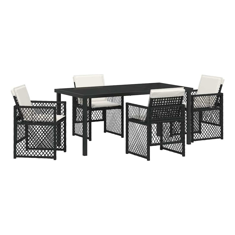 Afuera Living 5 Piece Poly Rattan Garden Dining Set in Black