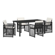 Afuera Living 5 Piece Poly Rattan Garden Dining Set in Black