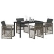 Afuera Living Contemporary 5 Piece Poly Rattan Garden Dining Set in Gray
