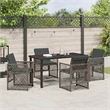 Afuera Living Contemporary 5 Piece Poly Rattan Garden Dining Set in Gray