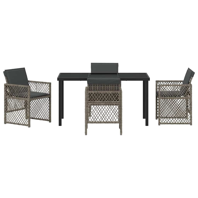 Afuera Living Contemporary 5 Piece Poly Rattan Garden Dining Set in Gray