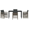 Afuera Living Contemporary 5 Piece Poly Rattan Garden Dining Set in Gray