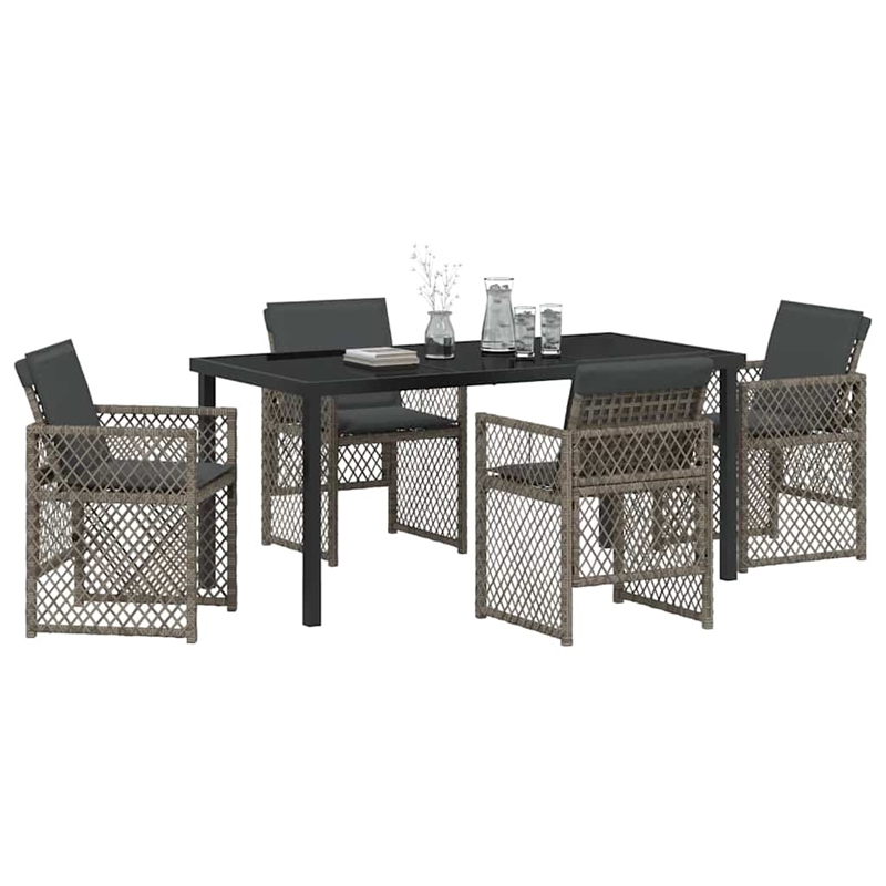 Afuera Living Contemporary 5 Piece Poly Rattan Garden Dining Set in Gray