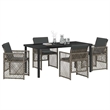 Afuera Living Contemporary 5 Piece Poly Rattan Garden Dining Set in Gray