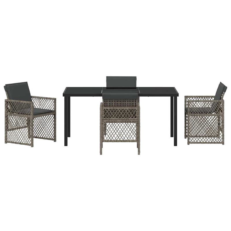 Afuera Living Contemporary 5 Piece Poly Rattan Garden Dining Set in Gray