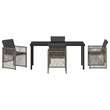 Afuera Living Contemporary 5 Piece Poly Rattan Garden Dining Set in Gray