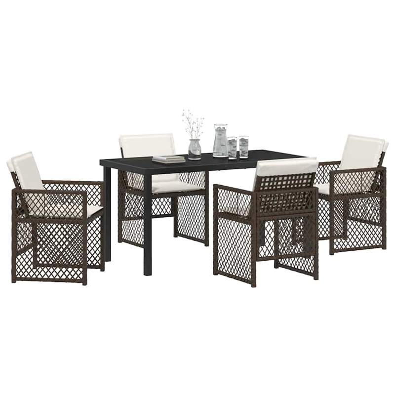 Afuera Living 5 Piece Poly Rattan Garden Dining Set in Brown