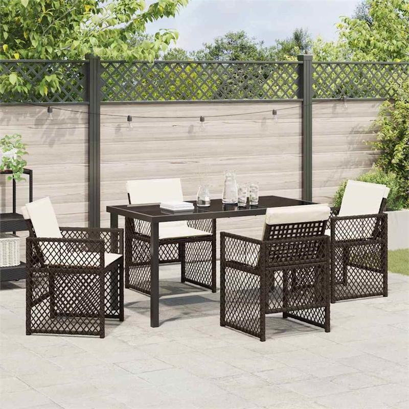 Afuera Living 5 Piece Poly Rattan Garden Dining Set in Brown