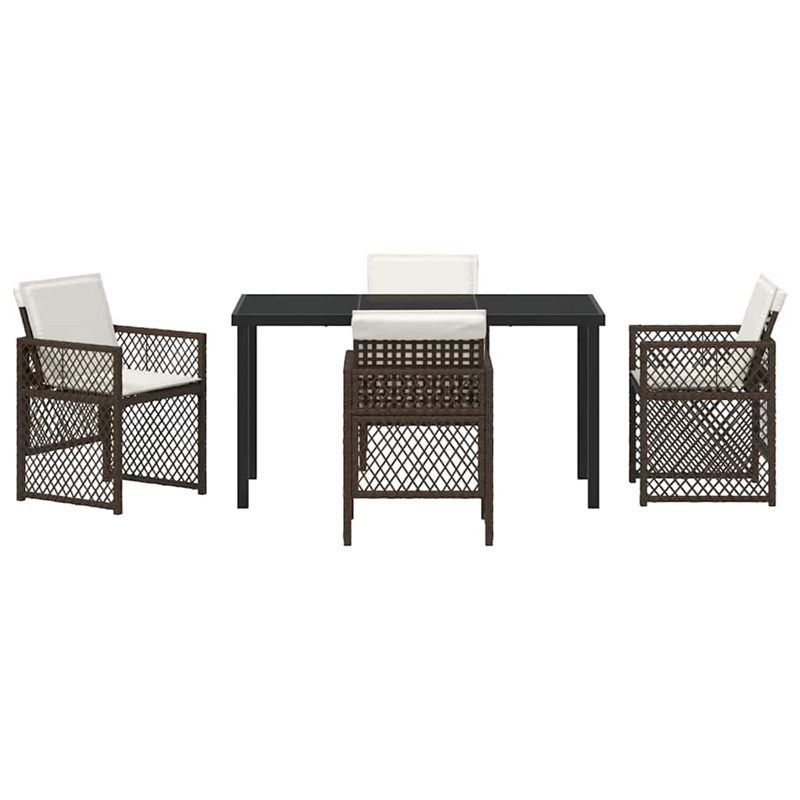 Afuera Living 5 Piece Poly Rattan Garden Dining Set in Brown
