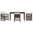 Afuera Living 5 Piece Poly Rattan Garden Dining Set in Brown