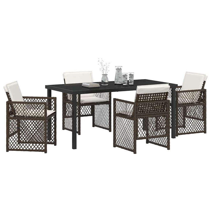 Afuera Living 5 Piece Poly Rattan Garden Dining Set in Brown