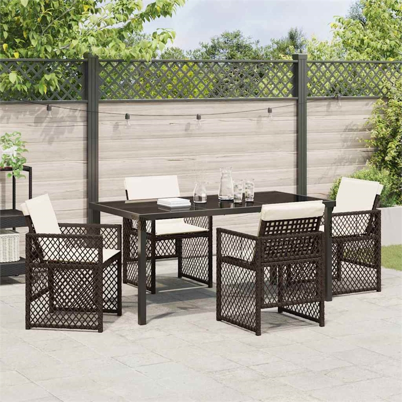 Afuera Living 5 Piece Poly Rattan Garden Dining Set in Brown