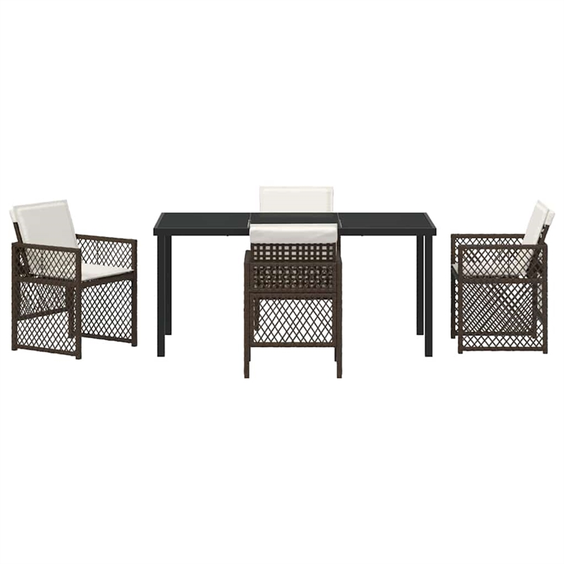 Afuera Living 5 Piece Poly Rattan Garden Dining Set in Brown