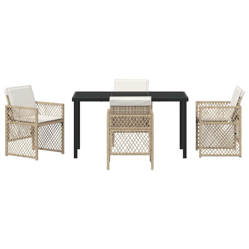 Afuera Living 5 Piece Poly Rattan Garden Dining Set in Beige