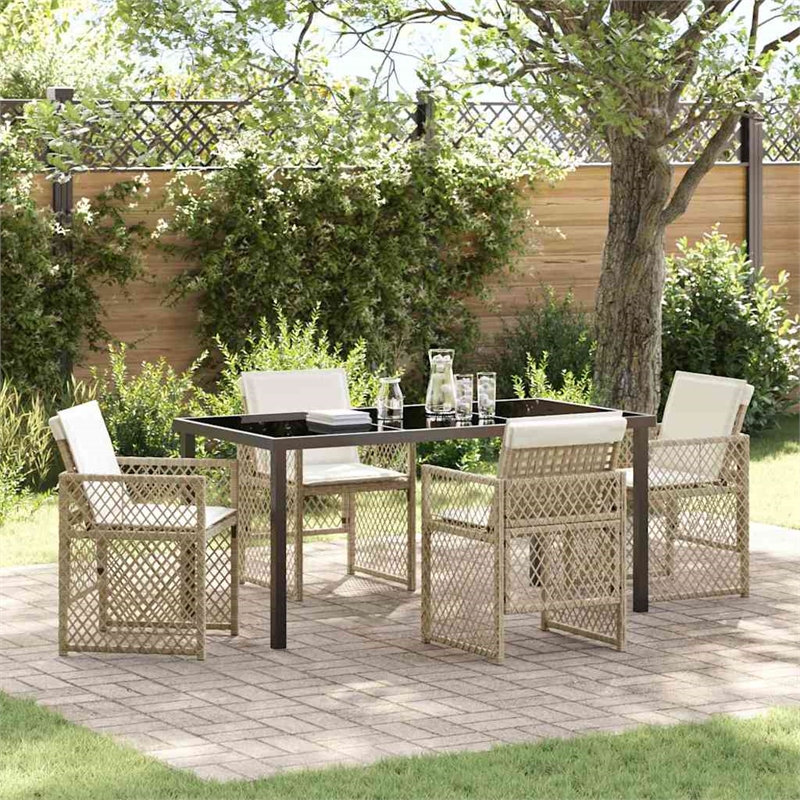 Afuera Living 5 Piece Poly Rattan Garden Dining Set in Beige