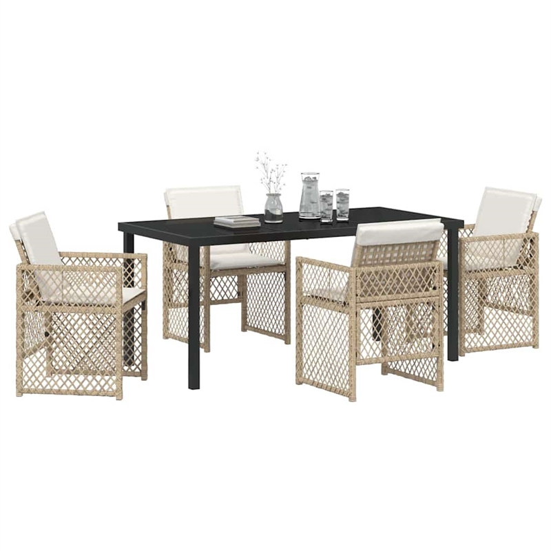Afuera Living 5 Piece Poly Rattan Garden Dining Set in Beige