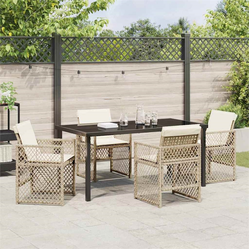 Afuera Living 5 Piece Poly Rattan Garden Dining Set in Beige