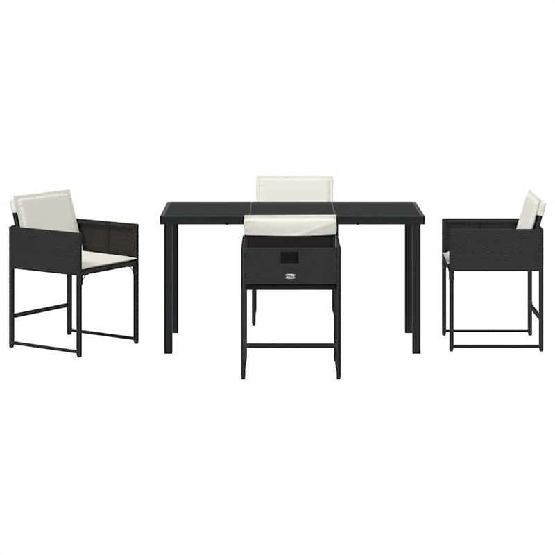 Afuera Living 5 Piece Poly Rattan Garden Dining Set in Black