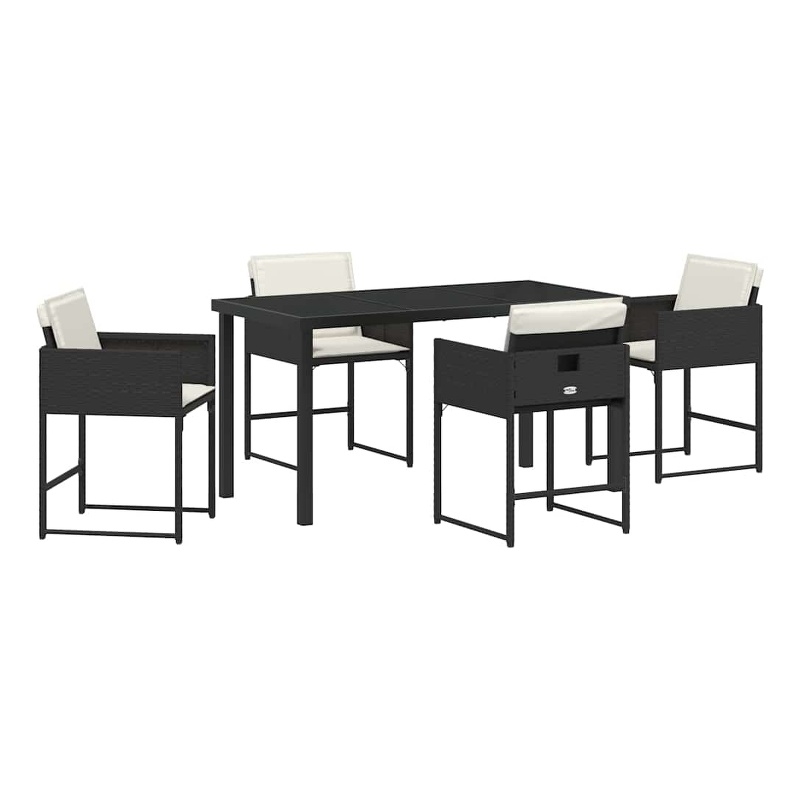 Afuera Living 5 Piece Poly Rattan Garden Dining Set in Black