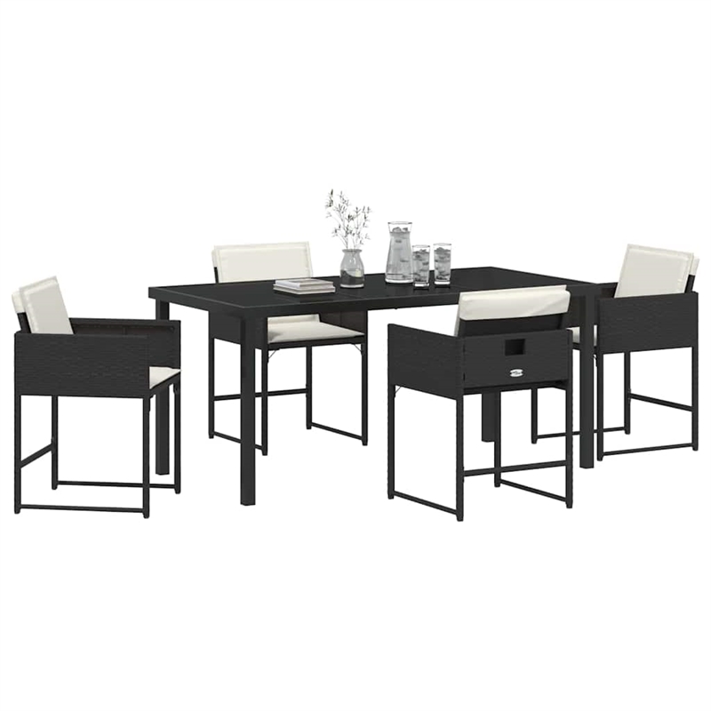 Afuera Living 5 Piece Poly Rattan Garden Dining Set in Black