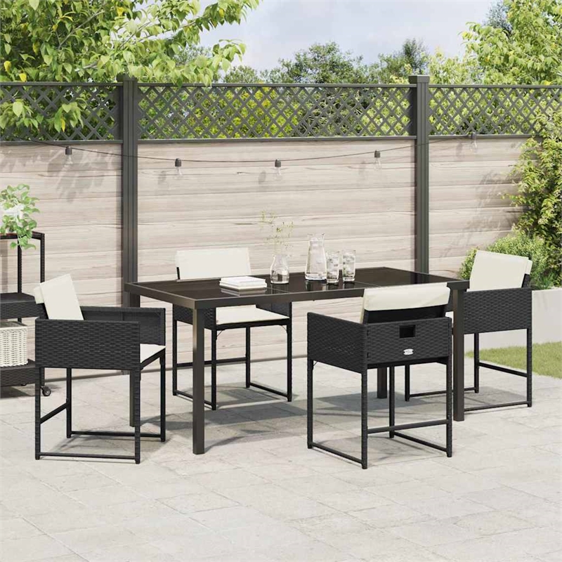 Afuera Living 5 Piece Poly Rattan Garden Dining Set in Black