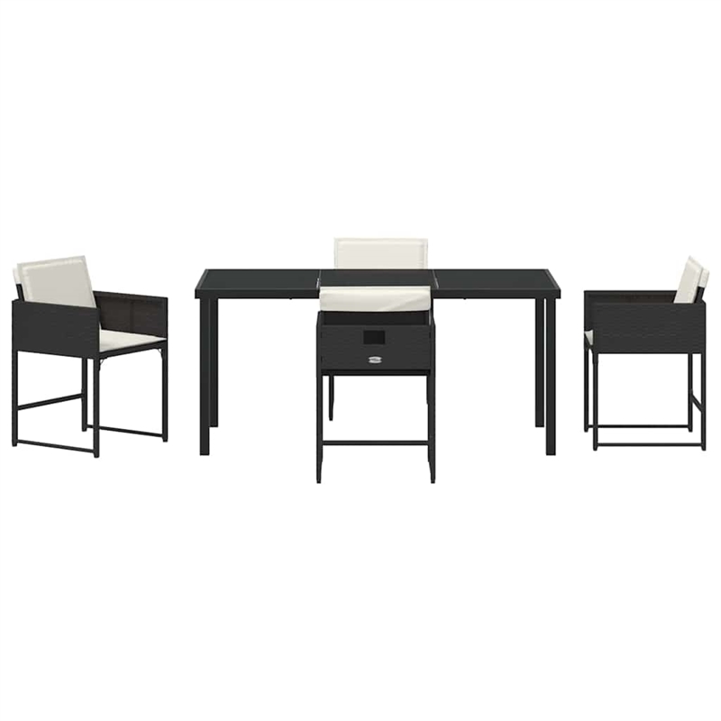 Afuera Living 5 Piece Poly Rattan Garden Dining Set in Black