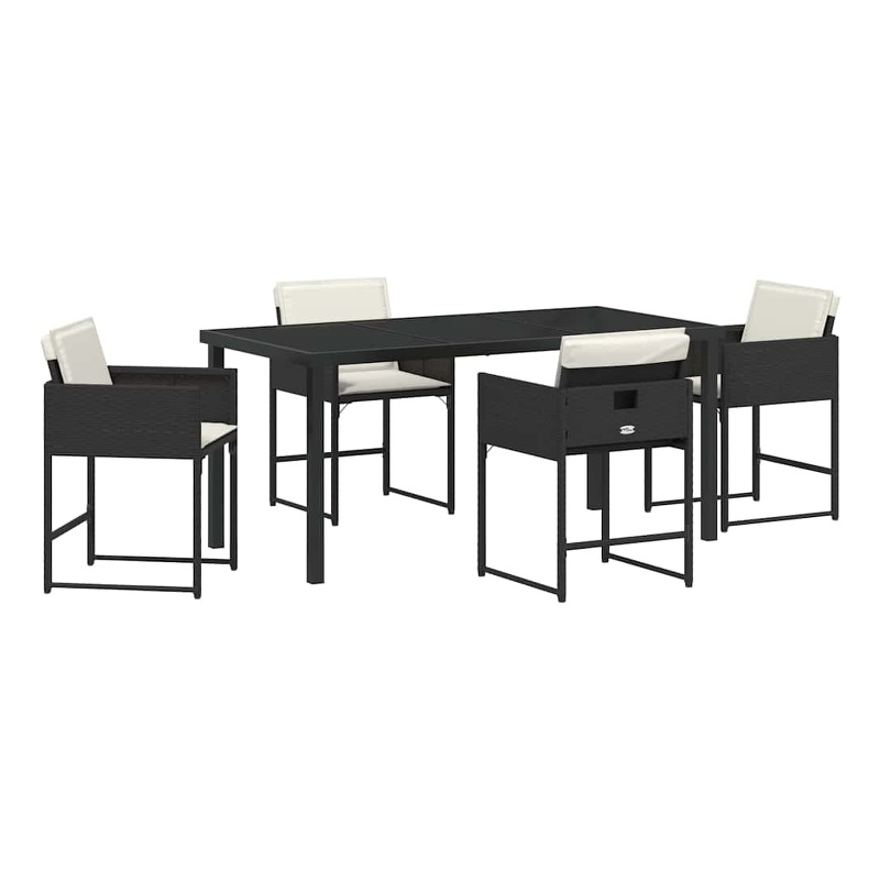 Afuera Living 5 Piece Poly Rattan Garden Dining Set in Black