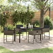 Afuera Living Contemporary 5 Piece Poly Rattan Garden Dining Set in Gray