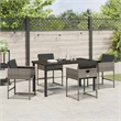 Afuera Living Contemporary 5 Piece Poly Rattan Garden Dining Set in Gray