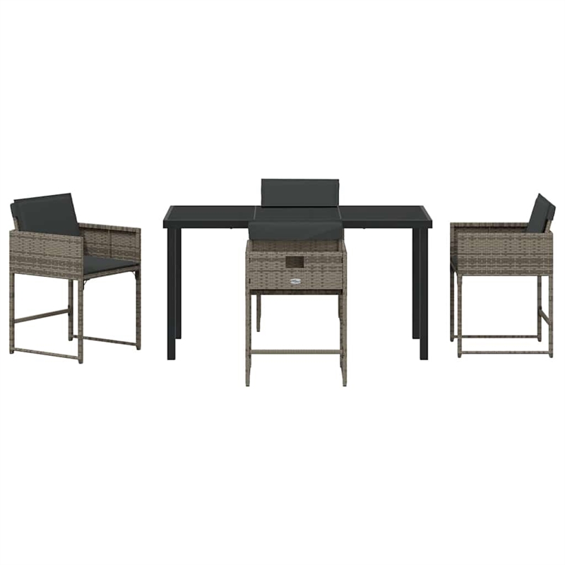 Afuera Living Contemporary 5 Piece Poly Rattan Garden Dining Set in Gray